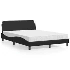 Letto con Materasso Nero 140x190 cm in Similpelle