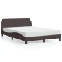 Letto con Materasso Marrone Scuro 140x200cm Tessuto