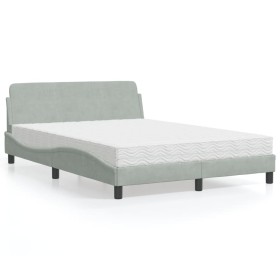 Letto con Materasso Grigio Chiaro 140x200 cm in Velluto