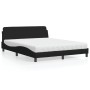 Letto con Materasso Nero 160x200 cm in Tessuto