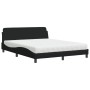 Letto con Materasso Nero 160x200 cm in Tessuto