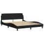 Letto con Materasso Nero 160x200 cm in Tessuto