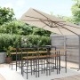 Set Bar Giardino 9 pz Nero Polyrattan e Legno Massello Acacia