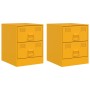 Comodini 2 pz Giallo 34,5x39x44 cm in Acciaio