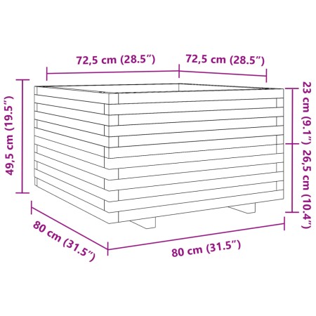 Fioriera da Giardino 80x80x49,5 cm in Legno di Pino Impregnato