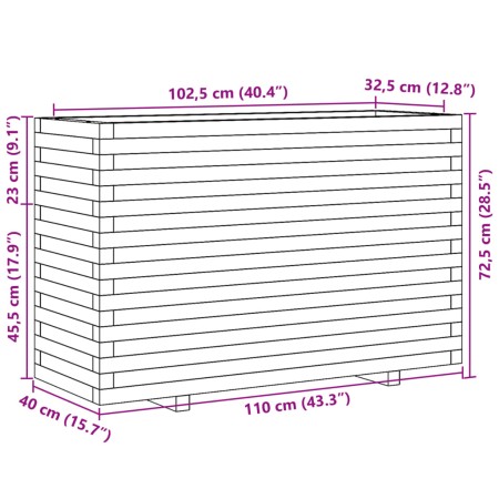 Fioriera da Giardino 110x40x72,5cm in Legno Massello di Douglas