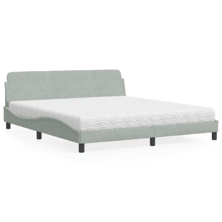 Letto con Materasso Grigio Chiaro 180x200 cm in Velluto