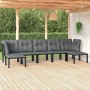 Set Salotto da Giardino 7 pz Nero e Grigio in Polyrattan