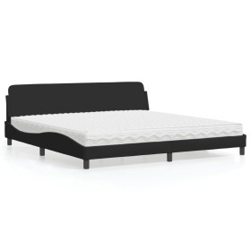 Letto con Materasso Nero 200x200 cm in Tessuto