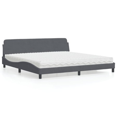 Letto con Materasso Grigio Scuro 200x200 cm Velluto