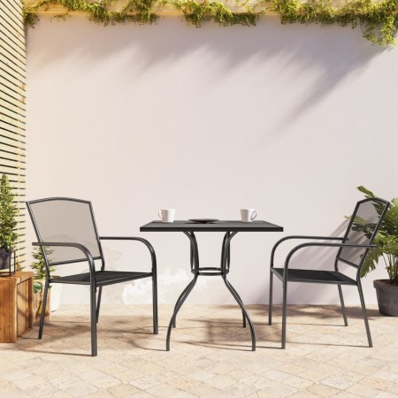 Set da Pranzo da Giardino 3 pz in Acciaio Antracite