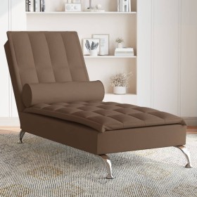 Chaise Longue Massaggi con Capezzale Marrone in Tessuto