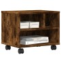 Supporto per Stampante con Ruote Rovere Fumo 41x32x34,5 cm