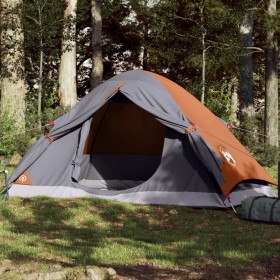 Tenda da Campeggio a Cupola 4 Persone Grigio e Arancione