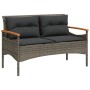 Panchina Giardino con Cuscini 116x62,5x74 cm Grigia Polyrattan