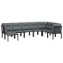 Set Salotto da Giardino 8 pz Nero e Grigio in Polyrattan