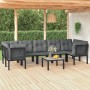 Set Salotto da Giardino 8 pz Nero e Grigio in Polyrattan