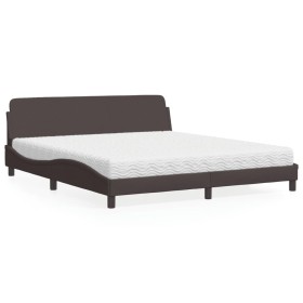 Letto con Materasso Marrone Scuro 180x200cm Tessuto