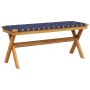 Panca da Giardino Blu Scuro Legno Massello di Acacia e Tessuto