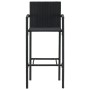 Set Bar da Giardino 7 pz Nero in Legno Acacia e Polyrattan