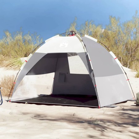 Tenda da Spiaggia 2 Persone Grigio Rilascio Rapido Impermeabile