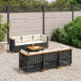 Set Divani da Giardino con Cuscini 7pz Nero Polyrattan