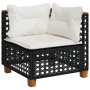 Set Divani da Giardino con Cuscini 7pz Nero Polyrattan