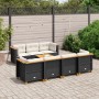 Set Divani da Giardino con Cuscini 8 pz Nero in Polyrattan