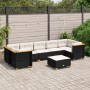 Set Divani da Giardino con Cuscini 8 pz Nero in Polyrattan