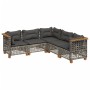 Set Divano da Giardino 5 pz con Cuscini Grigio in Polyrattan