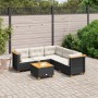 Set Divano da Giardino 6 pz con Cuscini Nero in Polyrattan