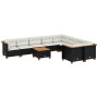 Set Divani da Giardino 10pz con Cuscini in Polyrattan Nero