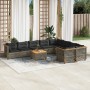 Set Divano da Giardino 10 pz con Cuscini Grigio in Polyrattan