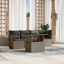 Set Divano da Giardino 5 pz con Cuscini Grigio in Polyrattan