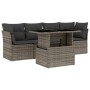 Set Divano da Giardino 5 pz con Cuscini Grigio in Polyrattan