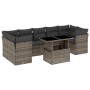 Set Divano da Giardino 8 pz con Cuscini Grigio in Polyrattan