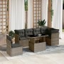 Set Divani da Giardino 7 pz con Cuscini Grigio in Polyrattan