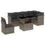 Set Divani da Giardino 7 pz con Cuscini Grigio in Polyrattan