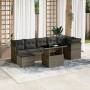 Set Divano da Giardino 8 pz con Cuscini Grigio in Polyrattan