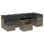 Set Divano da Giardino 8 pz con Cuscini Grigio in Polyrattan