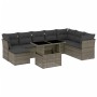 Set Divano da Giardino 9 pz con Cuscini Grigio in Polyrattan
