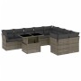 Set Divano da Giardino 10 pz con Cuscini Grigio in Polyrattan