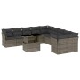 Set Divani da Giardino 11 pz con Cuscini in Polyrattan Grigio