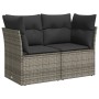 Set Divani da Giardino 11 pz con Cuscini in Polyrattan Grigio