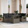 Set Divano da Giardino 6 pz con Cuscini Grigio in Polyrattan