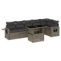 Set Divani da Giardino 7 pz con Cuscini Grigio in Polyrattan