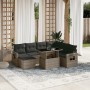 Set Divano da Giardino 8 pz con Cuscini Grigio in Polyrattan