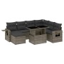 Set Divano da Giardino 8 pz con Cuscini Grigio in Polyrattan