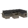 Set Divano da Giardino 9 pz con Cuscini Grigio in Polyrattan