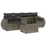 Set Divano da Giardino 5 pz con Cuscini Grigio in Polyrattan